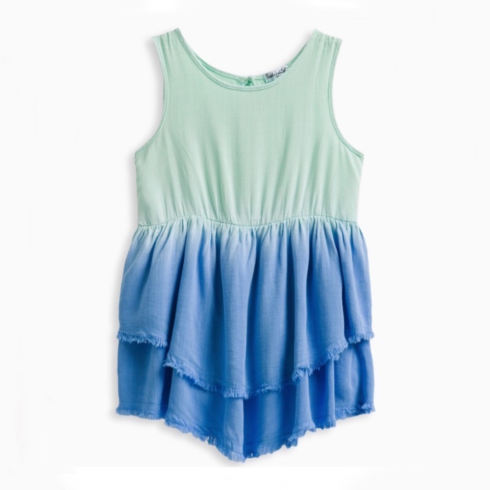 Splendid Toddler Girl Dip Dye Dress 3T Blue Green Ruffle Summer Dress